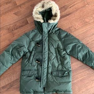 Crewcuts fur trim down parka size 12 green